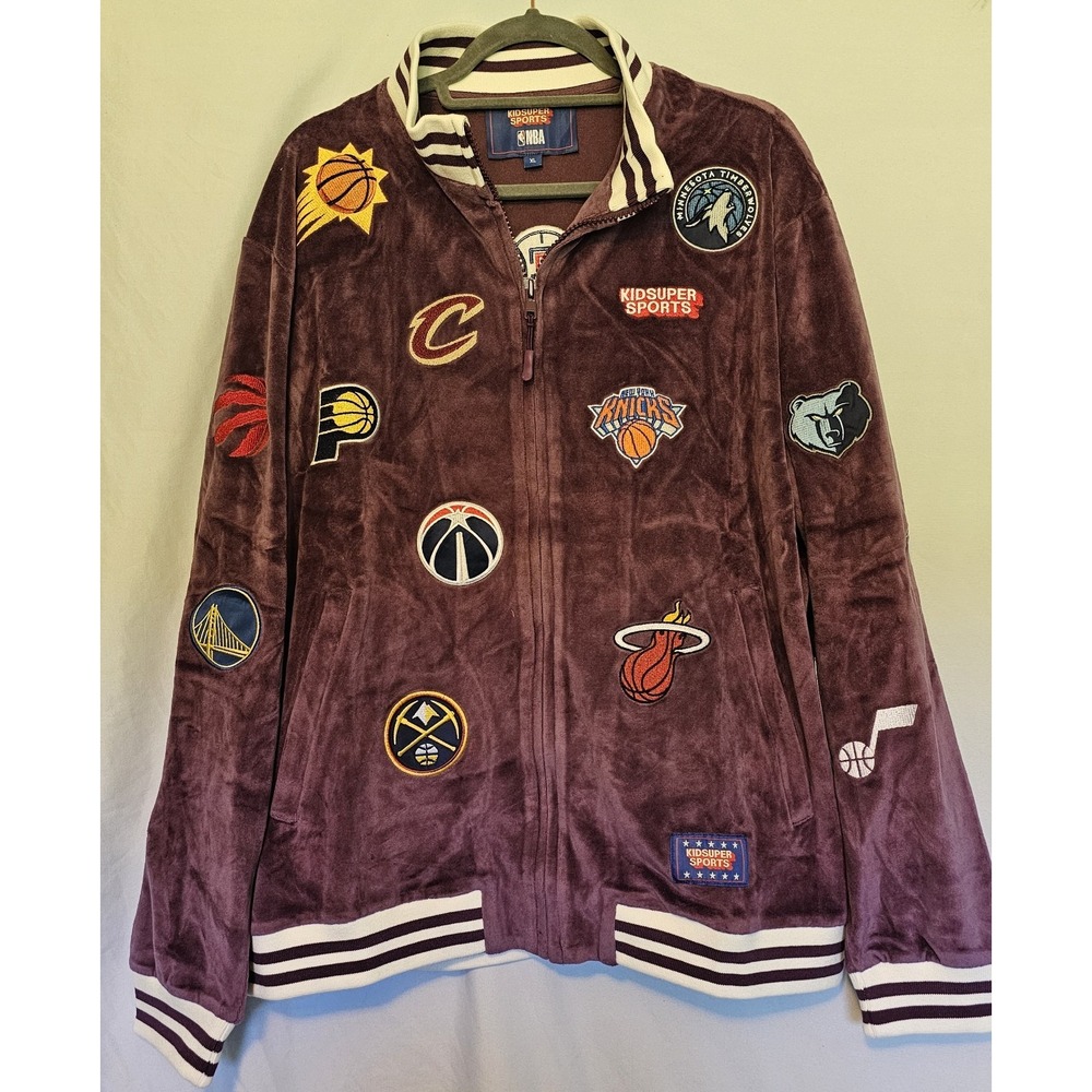 Kids Super Sports Fanatics NBA Mens Embroidery Logos/Patches Purple Jacket NWT
